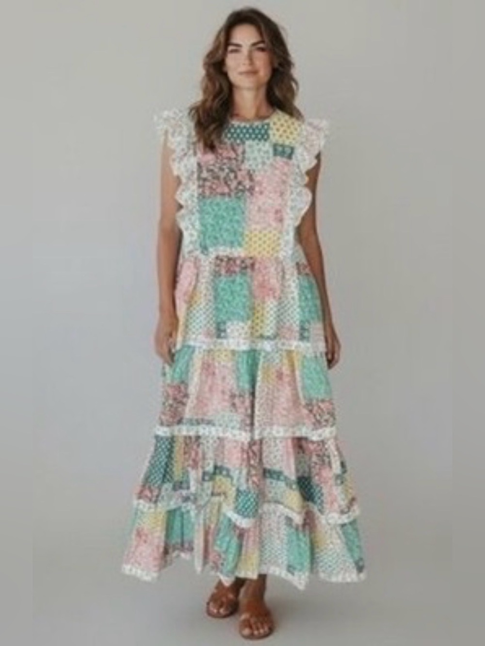 Simply Southern Hailey Patchwork Midi Dress SZ M